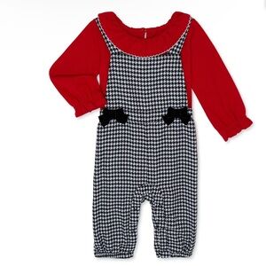 Baby Girl Two piece Jumpsuit Romper Gingham Outfit Set